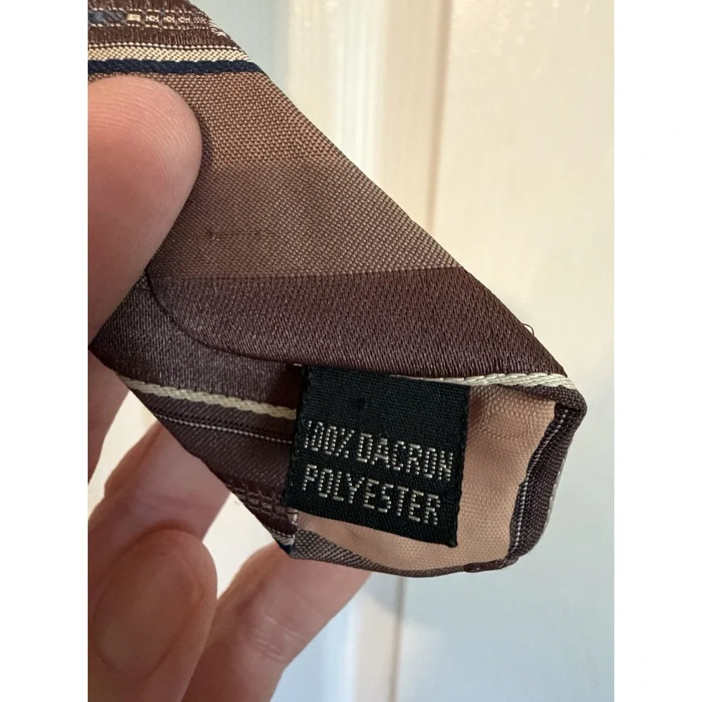 Andurst Custom Men's Neck Tie, Brown Stripes, Rust, Dacron Polyester Made in USA